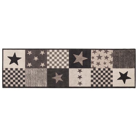 Keukenmat grijze sterren 150 x 45 cm 100% Polyamide 2