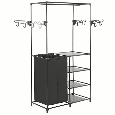 Kledingrek 87x44x158 cm staal en ongeweven stof zwart 1