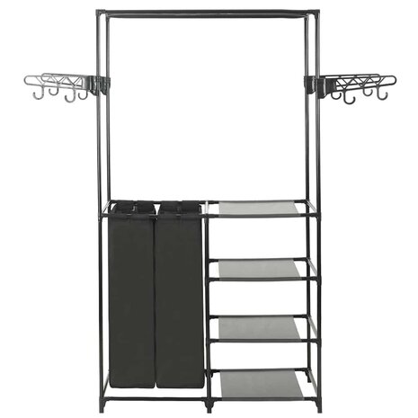 Kledingrek 87x44x158 cm staal en ongeweven stof zwart 2
