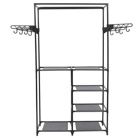 Kledingrek 87x44x158 cm staal en nonwoven stof zwart 2