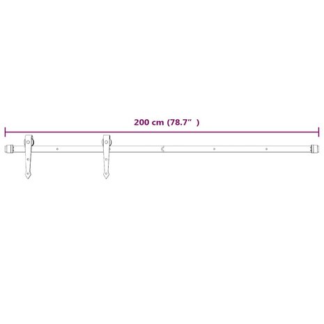 Beslagset voor schuifdeur 200 cm staal wit 7