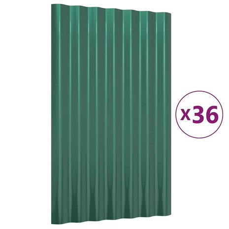 Dakpanelen 36 st 60x36 cm gegalvaniseerd staal groen 2