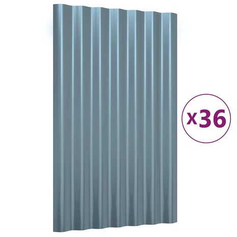 Dakpanelen 36 st 60x36 cm gegalvaniseerd staal grijs 2