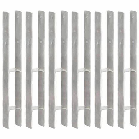 Grondankers 6 st 7x6x60 cm gegalvaniseerd staal zilverkleurig 1