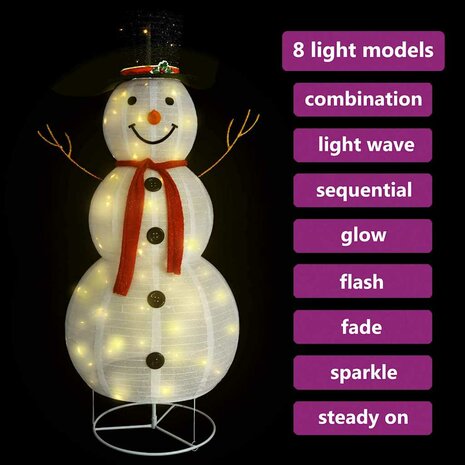 Decoratieve sneeuwpop LED 180 cm luxe stof 3