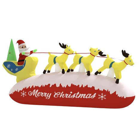 Kerstdecoratie kerstman en rendieren opblaasbaar LED 145 cm 4