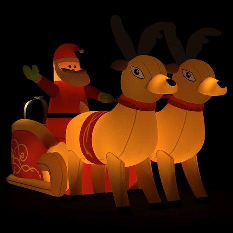 Kerstdecoratie kerstman en rendieren opblaasbaar LED 130 cm 2