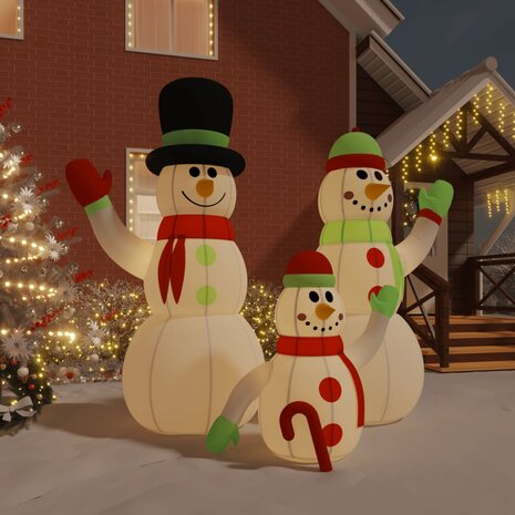 Sneeuwpopfamilie opblaasbaar met LED's 360 cm 1