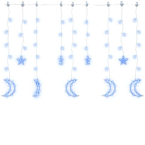 Lichtslinger ster en maan afstandsbediening 138 LED's blauw 2