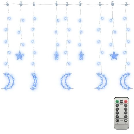 Lichtslinger ster en maan afstandsbediening 138 LED's blauw 3
