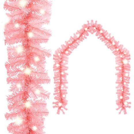 Kerstslinger met LED-lampjes 5 m roze 1