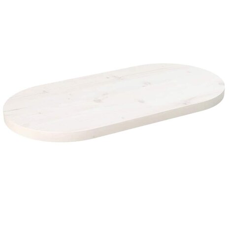 Tafelblad ovaal 70x35x2,5 cm massief grenenhout wit 1