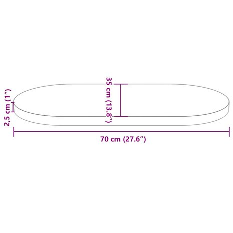 Tafelblad ovaal 70x35x2,5 cm massief grenenhout wit 8