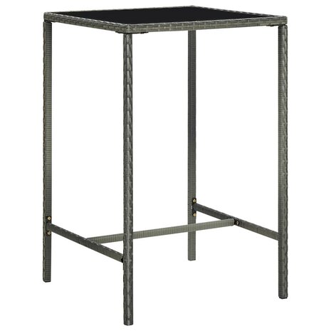 Tuinbartafel 70x70x110 cm poly rattan en glas grijs 1