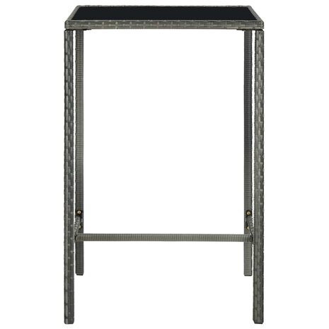 Tuinbartafel 70x70x110 cm poly rattan en glas grijs 2