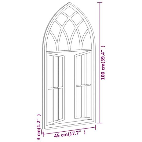 Tuinspiegel 100x45 cm ijzer zwart 6