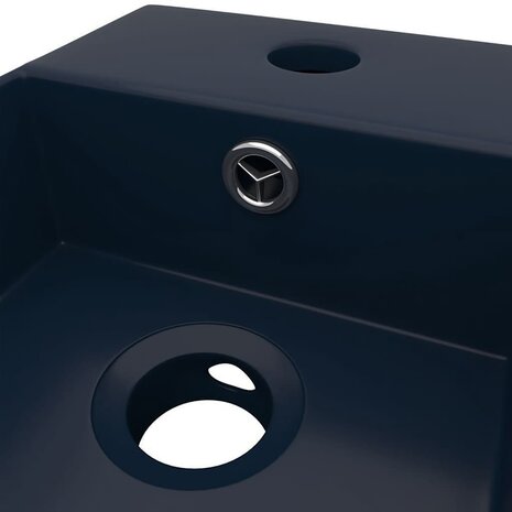 Wastafel met overloop keramiek donkerblauw 6