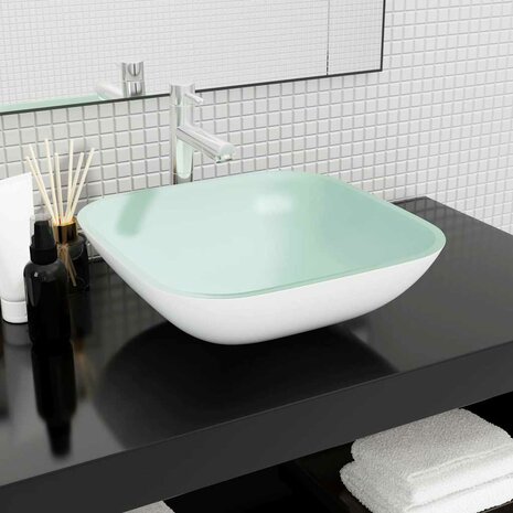 Wasbak 42x42x14 cm glas wit 1
