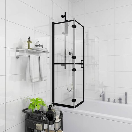 Douchewand inklapbaar 100x140 cm ESG zwart 1