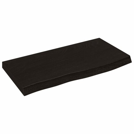 Wastafelblad 60x30x(2-4) cm behandeld massief hout donkerbruin 2