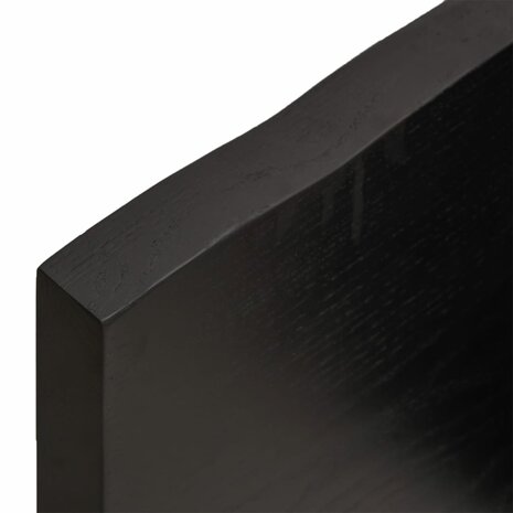 Wastafelblad 60x30x(2-4) cm behandeld massief hout donkerbruin 7