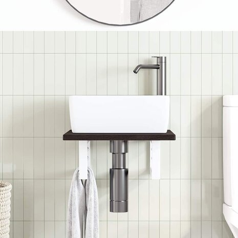Badkamer wandschap staal en massief eikenhout 3