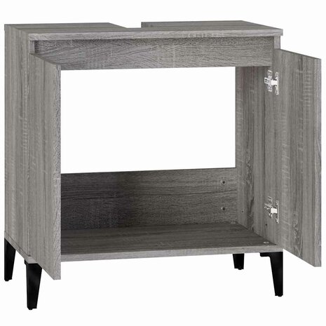 Wastafelkast 58x33x60 cm bewerkt hout grijs sonoma eikenkleurig 7