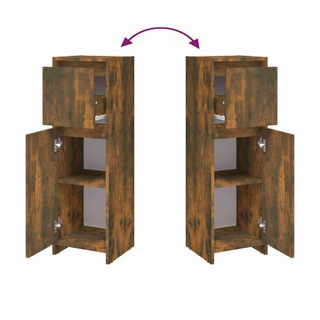 Badkamerkast 30x30x95 cm bewerkt hout gerookt eikenkleurig 6