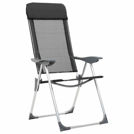 Campingstoelen inklapbaar aluminium zwart 4 st 4