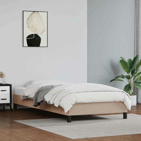 Bedframe kunstleer cappuccinokleurig 100x200 cm 1