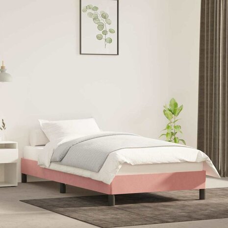 Bedframe fluweel roze 80x200 cm 1