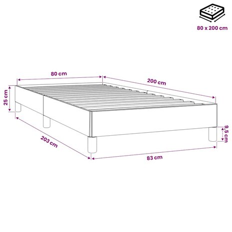 Bedframe fluweel roze 80x200 cm 9
