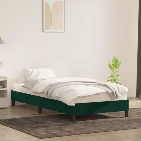 Bedframe zonder matras 100x210 cm fluweel donkergroen 3