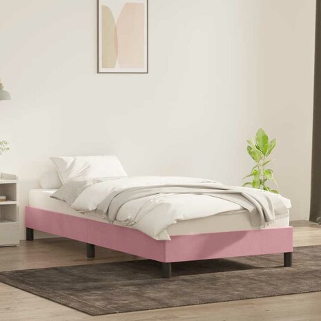 Bedframe zonder matras 100x210 cm fluweel roze 3