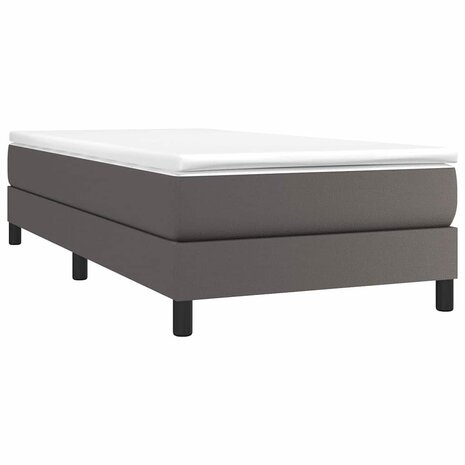 Boxspring bed kunstleer grijs 90x200 cm 3
