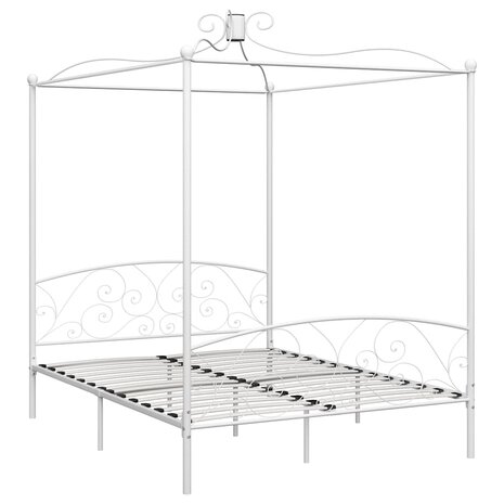 Hemelbedframe metaal wit 160x200 cm 2