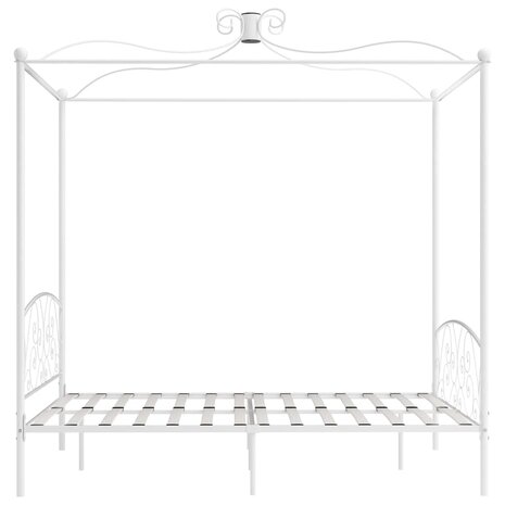 Hemelbedframe metaal wit 160x200 cm 4