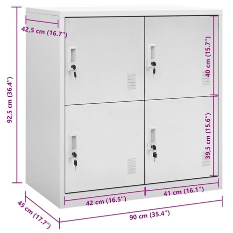 Lockerkast 90x45x92,5 cm staal lichtgrijs 7