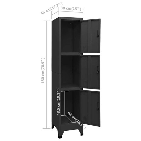 Lockerkast 38x45x180 cm staal zwart 8