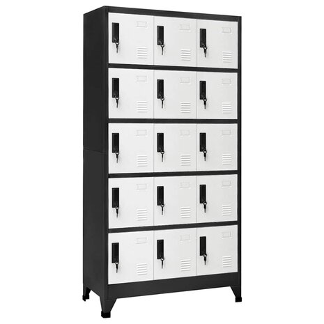 Lockerkast 90x40x180 cm staal antracietkleurig en wit 1