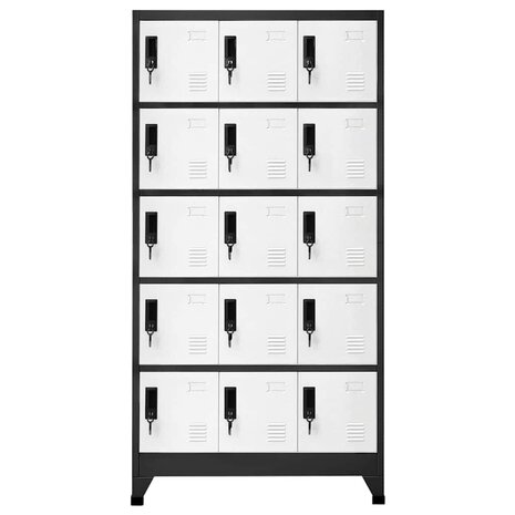 Lockerkast 90x40x180 cm staal antracietkleurig en wit 2