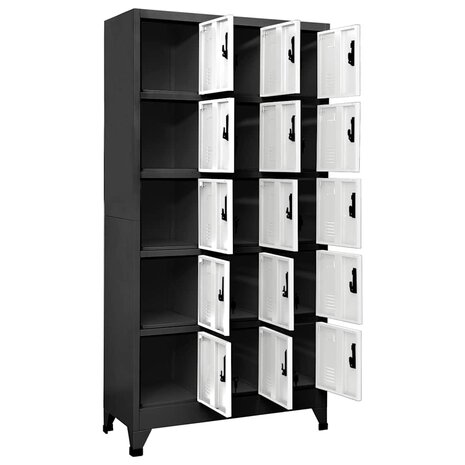 Lockerkast 90x40x180 cm staal antracietkleurig en wit 3
