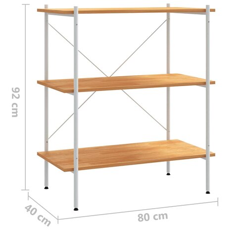 Opbergrek 3-laags 80x40x92 cm wit en eikenkleurig 7