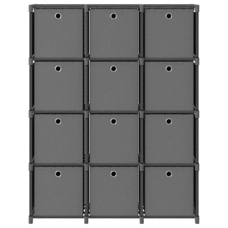 Kast met 12 vakken met boxen 103x30x141 cm stof grijs 2