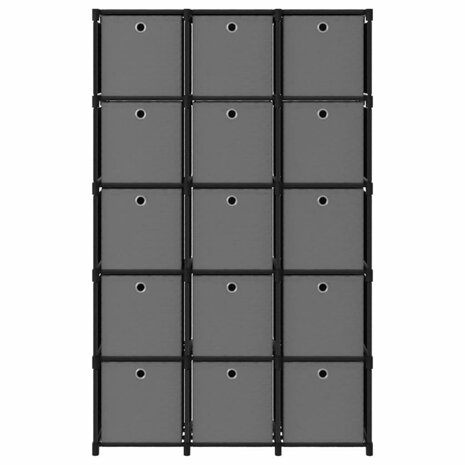 Kast met 15 vakken met boxen 103x30x175,5 cm stof zwart 2