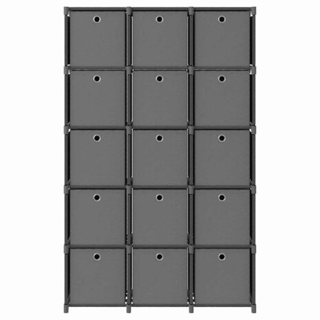 Kast met 15 vakken met boxen 103x30x175,5 cm stof grijs 2