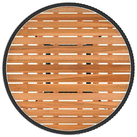 Tuintafel &Oslash;70 cm poly rattan en massief acaciahout zwart 3