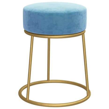 Hocker rond fluweel lichtblauw 2