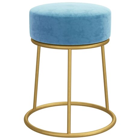 Hocker rond fluweel lichtblauw 3