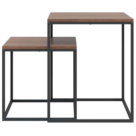Salontafelset 2 st bewerkt hout en metaal 4